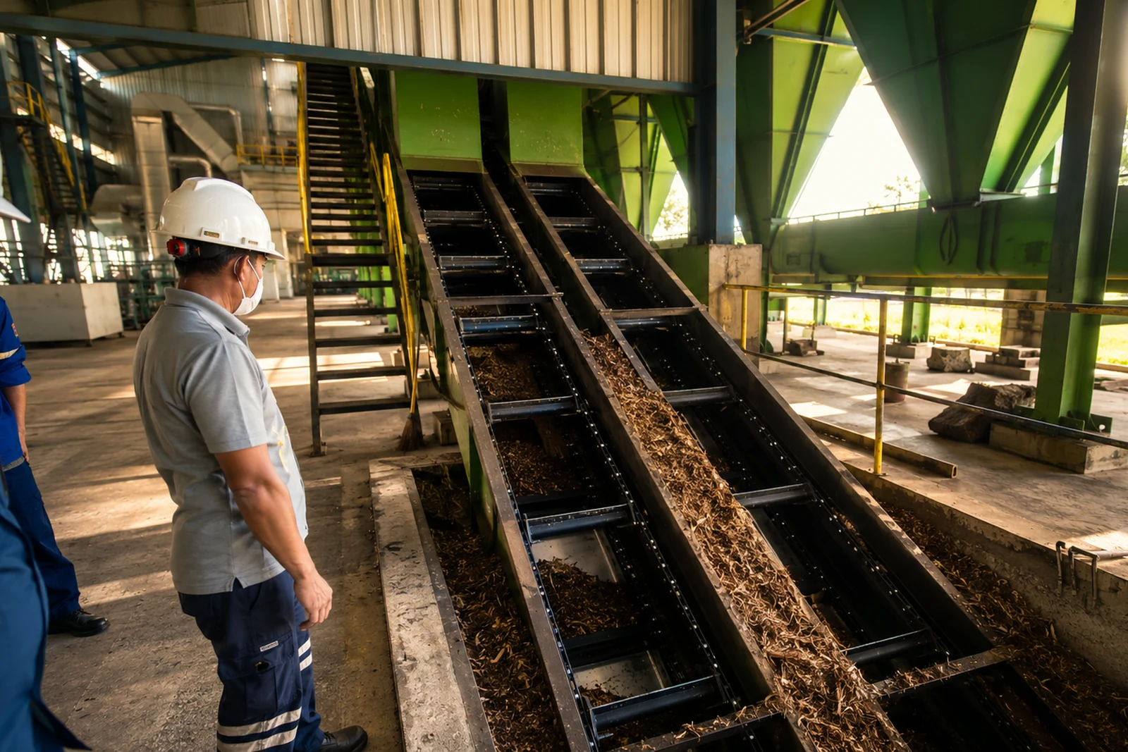 Biomassa sawit yang telah diproses pada area PLTBm Kuala Mandor